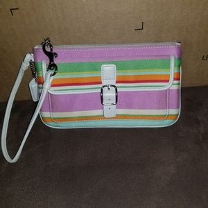 *OBO* Coach Jacquard Wristlet in Pastel Stripes
